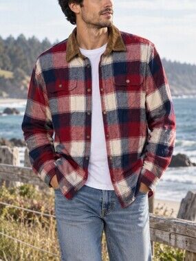 Le 31 Par Simons Men’s Plaid Flannel Shirt Corduroy Collar XL